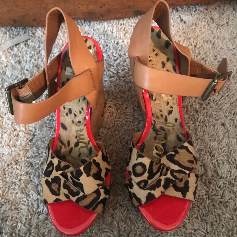 Leopard cheetah print wedges
